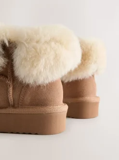 Marron fauve - Bottes déperlantes en daim véritable en peau de mouton