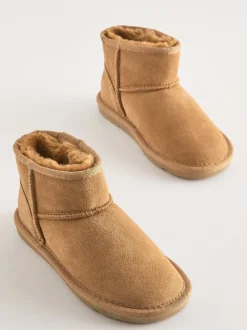 Marron fauve - Bottes/Bottines courte à enfiler en daim déperlant