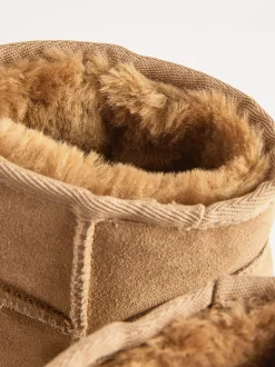 Marron fauve - Bottes/Bottines courte à enfiler en daim déperlant