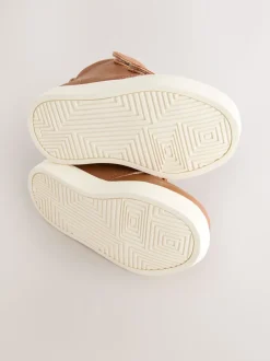 Marron fauve - Bottines avec fermeture scratch et doublure chaude