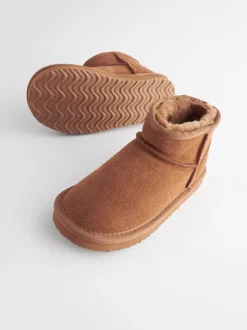Marron fauve - Bottines en daim doublées et chaudes