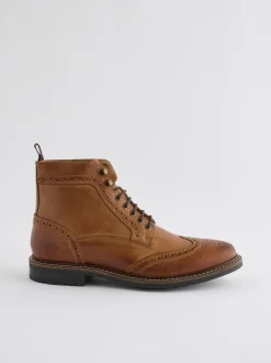 Marron fauve - Bottines richelieu en cuir