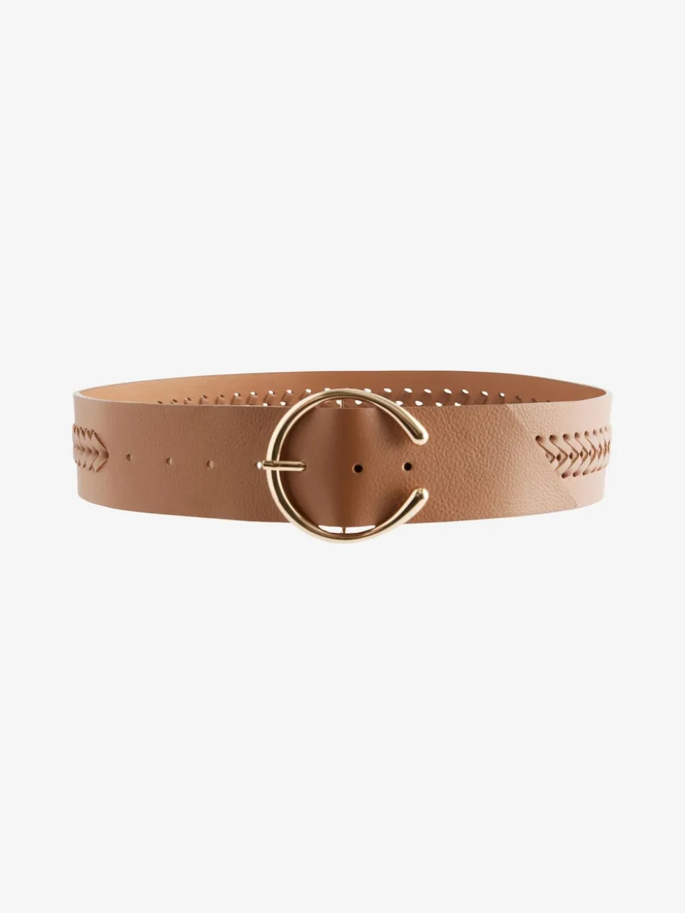 Marron fauve - Ceinture large avec détails en tresse