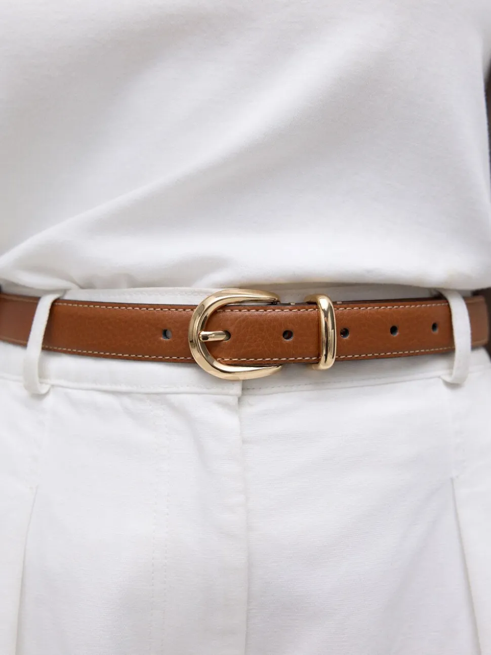 Marron fauve - Ceinture mi-longue N. Premium Made In Italy