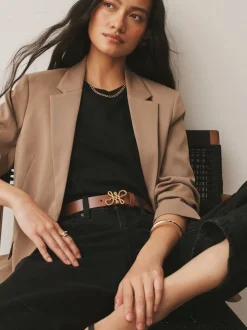 Marron fauve - Ceinture Regular Statement en cuir à boucle