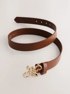 Marron fauve - Ceinture Regular Statement en cuir à boucle