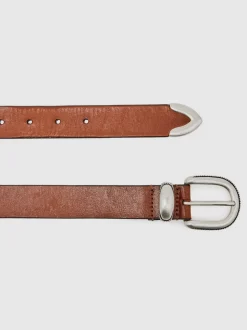 Marron fauve - Ceinture western en cuir Reiss Jonny