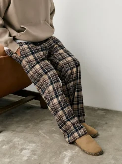 Marron fauve - Chaussons mules à bande en microdaim