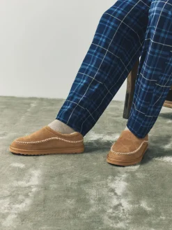 Marron fauve - Chaussons Signature en daim à surpiqûres