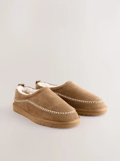 Marron fauve - Chaussons Signature en daim à surpiqûres