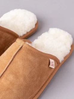 Marron fauve - Chaussons style mules en peau de mouton Lakeland Leather homme