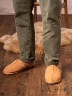 Marron fauve - Chaussons style mules en peau de mouton Lakeland Leather homme