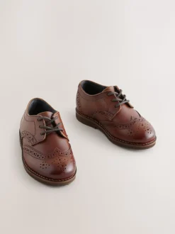 Marron fauve - Chaussures élégantes en cuir style Brogue