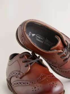 Marron fauve - Chaussures élégantes en cuir style Brogue
