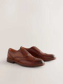Marron fauve - Chaussures Oxford Wingcap en cuir