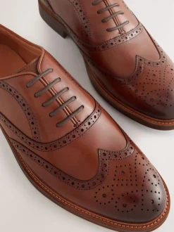 Marron fauve - Chaussures Oxford Wingcap en cuir