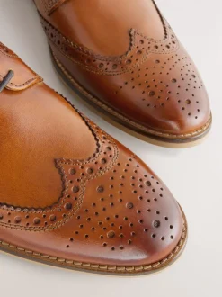 Marron fauve - Coupe classique - Chaussures Brogue en cuir à semelle contrastante