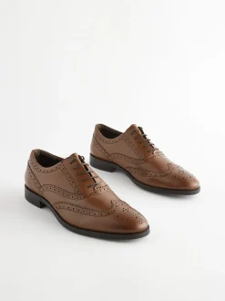 Marron fauve - Coupe large - Chaussures Richelieu Oxford en cuir