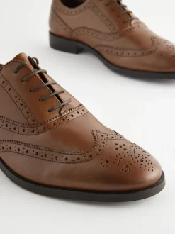 Marron fauve - Coupe large - Chaussures Richelieu Oxford en cuir