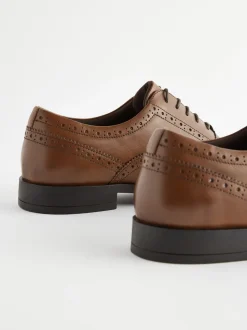 Marron fauve - Coupe large - Chaussures Richelieu Oxford en cuir