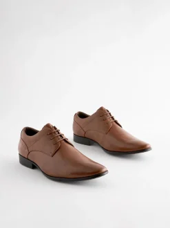 Marron fauve - Coupe large - Chaussures Derby à lacets