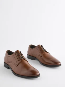 Marron fauve - Coupe large - Derbys en cuir classiques