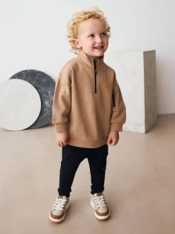 Marron fauve - Ensemble haut demi-zip et jogging (3mois à7ans)
