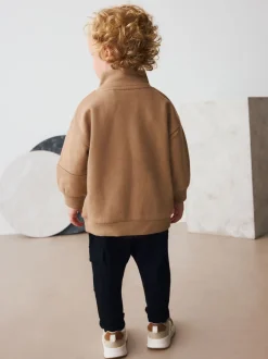 Marron fauve - Ensemble haut demi-zip et jogging (3mois à7ans)