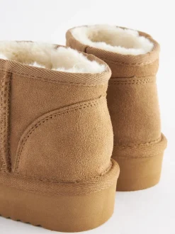 Marron fauve - Flatform Mini Bottes Pull-On en daim doublées chaudes et déperlantes