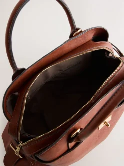 Marron fauve - Grand sac cabas avec breloques