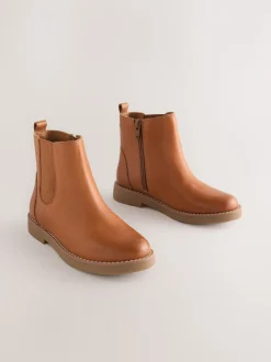 Marron fauve - Leather Chelsea Boots