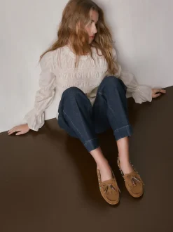 Marron fauve - Mocassins Forever Comfort® en cuir avec franges