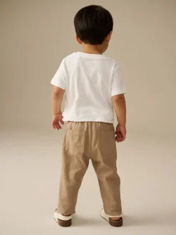 Marron fauve - Pantalon en lin Blend à enfiler (3mois-7ans)
