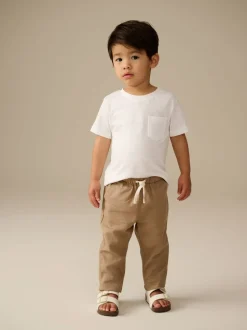 Marron fauve - Pantalon en lin Blend à enfiler (3mois-7ans)