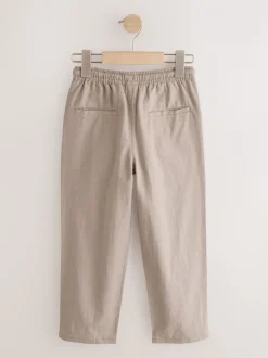 Marron fauve - Pantalon en lin Blend à enfiler (3-16ans)