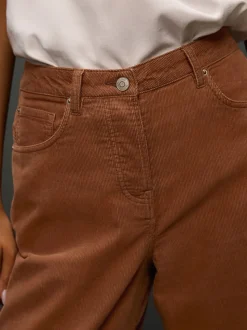 Marron fauve - Pantalon large en velours côtelé