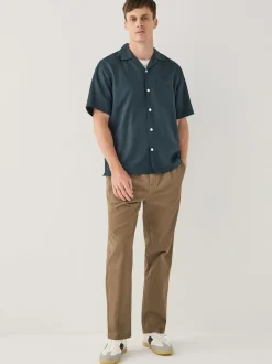 Marron fauve - Pantalons chinos extensibles plissés simples