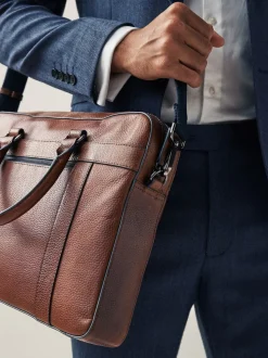 Marron fauve - Porte-documents en cuir grainé