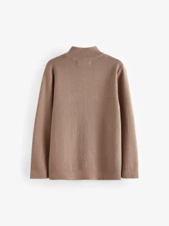 Marron fauve - Pull quart de zip (3-16ans)