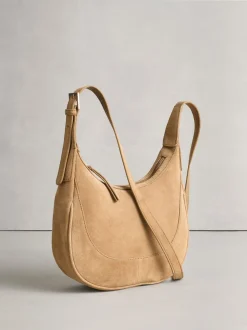 Marron fauve - Sac à bandoulière en cuir à encolure dégagée