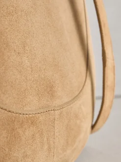 Marron fauve - Sac à bandoulière en cuir à encolure dégagée