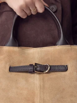 Marron fauve - Sac à main en daim à ceinture