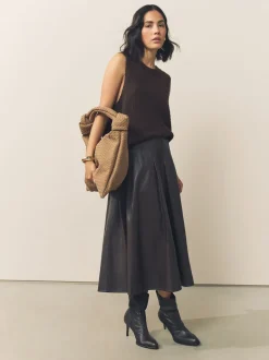 Marron fauve - Sac bandoulière tissé en Faux daim