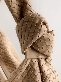 Marron fauve - Sac bandoulière tissé en Faux daim