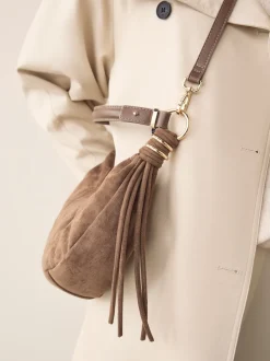 Marron fauve - Sac bandoulière en Faux daim