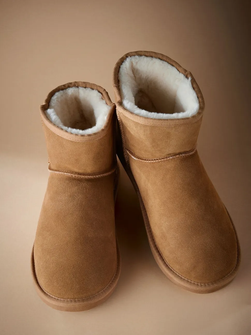 Marron fauve - Signature Bottes en daim avec doublure en fausse fourrure