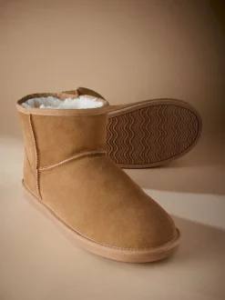 Marron fauve - Signature Bottes en daim avec doublure en fausse fourrure