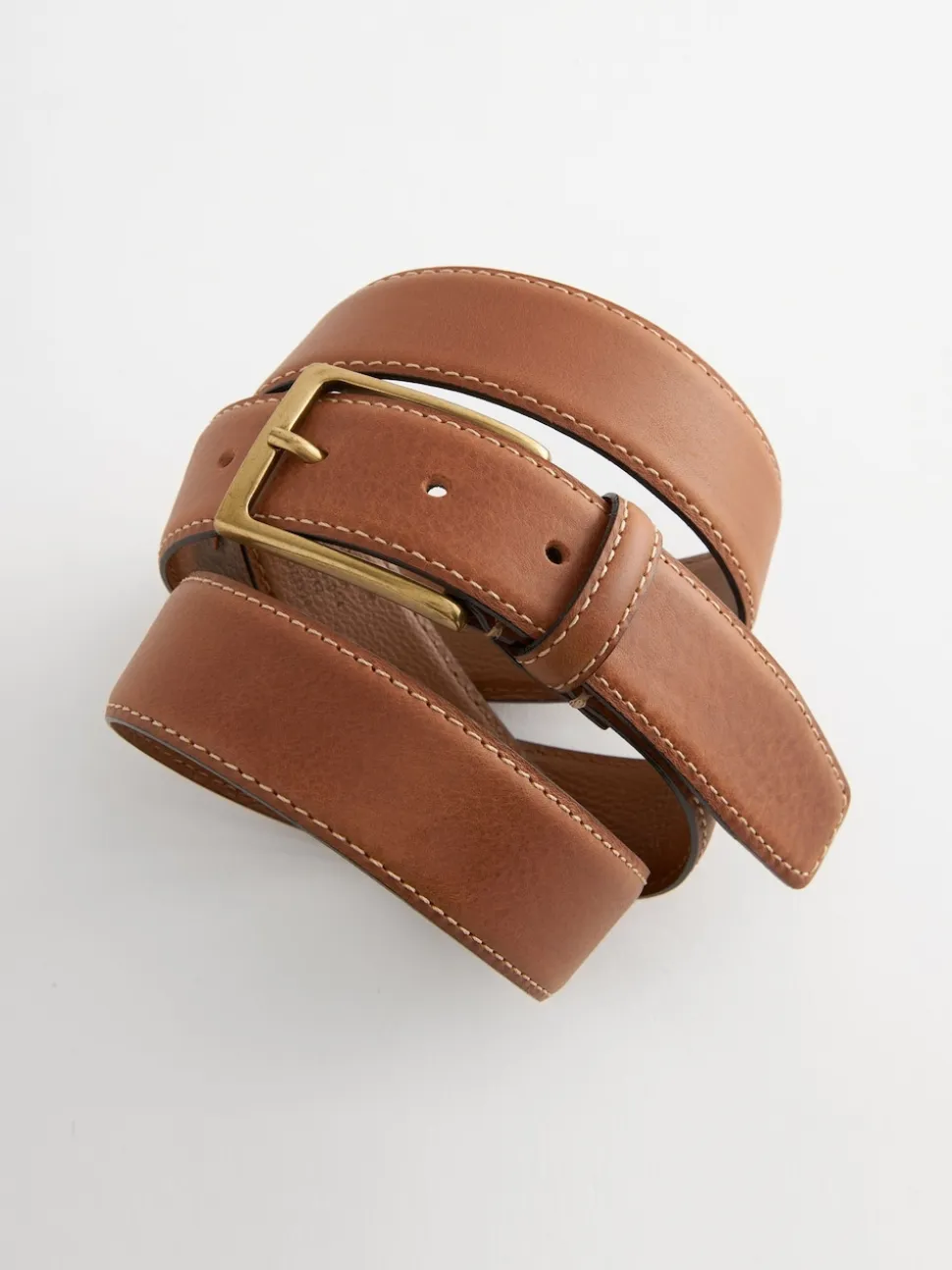 Marron fauve - Signature Ceintures en cuir à piqûres contrastées