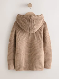 Marron fauve - Sweat-shirt à capuche en maille utilitaire (3-16ans)