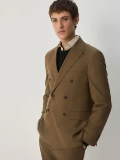 Marron fauve - Veste de costume à double boutonnage
